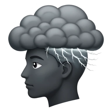 silhouette of a head with a storm cloud inside sticker