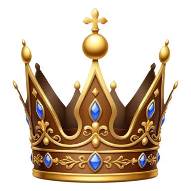 Elegant brown royal crown with gold details sticker