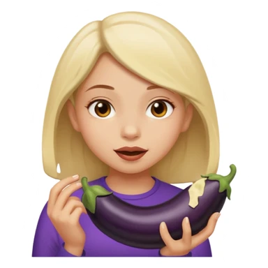 girl eating a black eggplant sticker