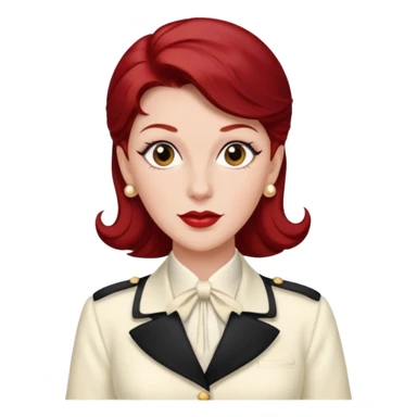LaVerne Andrews from The Andrews Sisters with dark  red hair, ivory outfit sticker