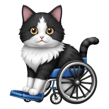 Black and white cat in wheelchair  sticker
