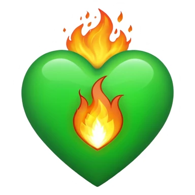 green heart with fire effect sticker