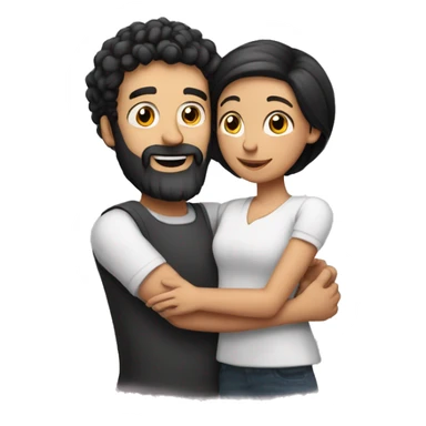 family red bearded man bald and a girl with black hair hugging sticker