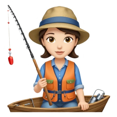 Brunette sitting in a boat fishing  sticker