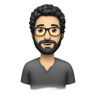 Tall white man with black thick hair a short beard wearing glasses filming someone sticker