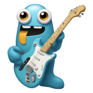 Thumb with googley eyes and electric guitar  sticker