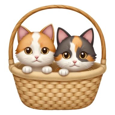 A pair of tiny cats peeking out of a soft-lined basket. sticker