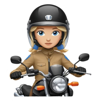 moça loira de olho azul de capacete em uma moto honda 150 preta  sticker