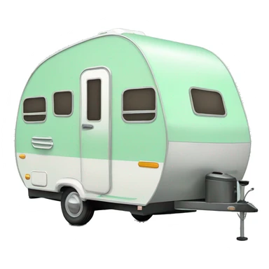 Realistic mint green camping travel trailer isolated. sticker