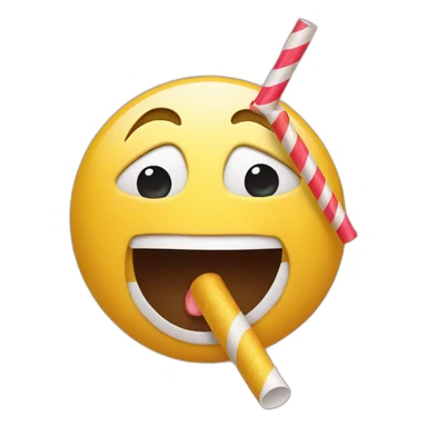 Party emoji with a straw in nose sticker