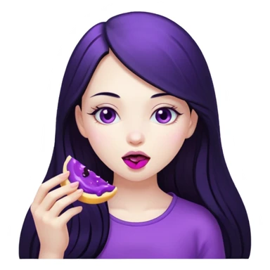girl with long black hair and alternative with eating disorder purple food sticker