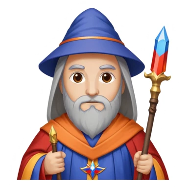 Wizard with Armenian flag colors (red, blue, and orange) on robe, holding a staff sticker