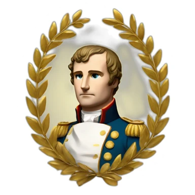 Laurel wreath on short hair serious napoleon bonaparte golden statue sticker