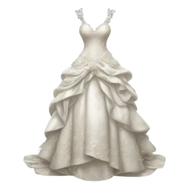Hyper Realistic ornate 
Whimsical Wedding dress displays sticker