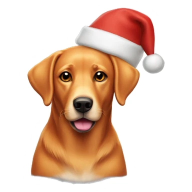 A fox red labrador who wears a christmas cap sticker