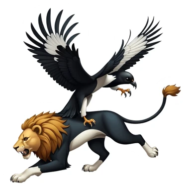 Magpie attacking lion sticker