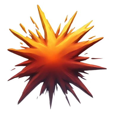 A cartoon-styled representation of a collision. Depicted as a star-like, red-and-orange-and-yellow fiery burst, generally with one point extending to the bottom right. sticker