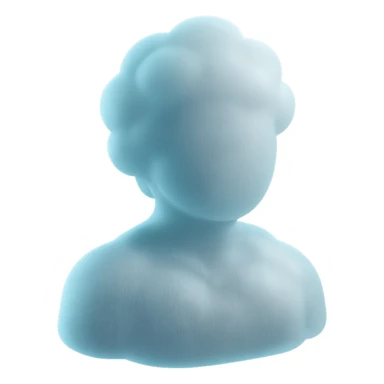 A person from the shoulders up, entirely composed of fluffy, convex white clouds. sticker