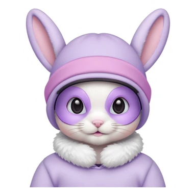 white baby bunny in a pastel lavender ski mask  sticker