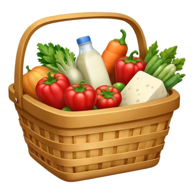 generate an image for groccary products basket ixcluding vegetables, fruits & dairy products sticker