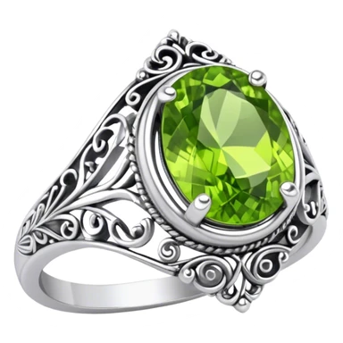 Peridot birthstone silver ring sticker