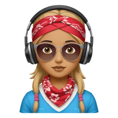 girl with shades, headphones and bandana sticker