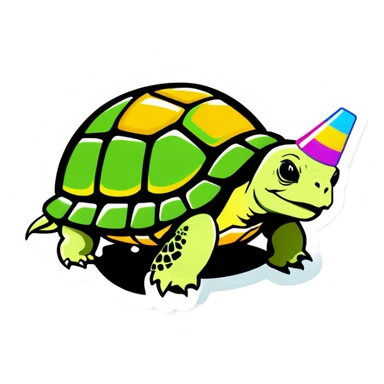 Tortoise partying sticker