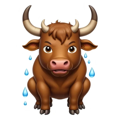 Bull with horns squatting while brown substance falls from his anus sticker