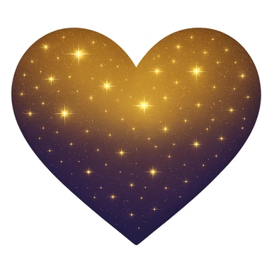 Modify the heart with a night sky gradient to a yellow night theme with a purple gradient, more stars, and a soft glow. Remove the background entirely  sticker