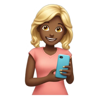 Happy girl with phone sticker