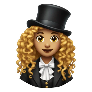 Girl with long curly hair top hat circus sticker