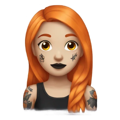 Goth girl with tattoos and long orange hair sticker