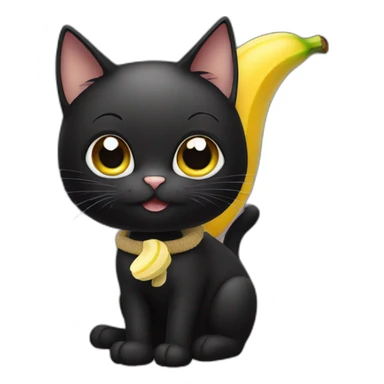 Black cat with banana sticker