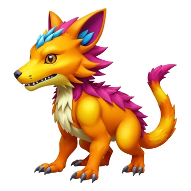 colorful modern Fakémon-Digimon-Vernid-creature (full body) sticker