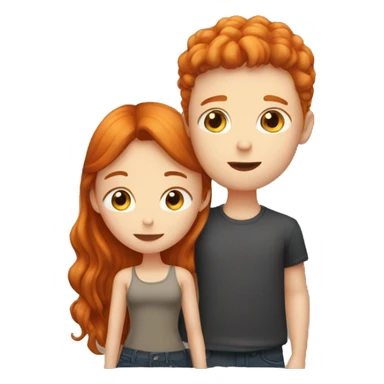 Brunette boy and ginger girl kiss sticker