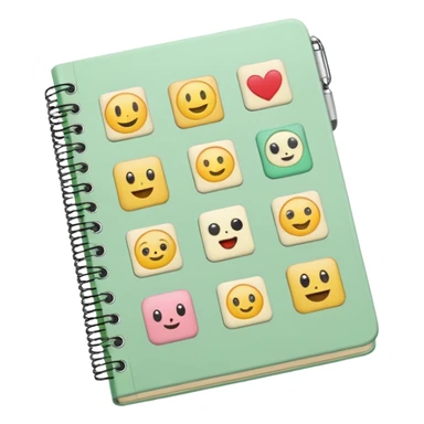 pale green note book with cute stickers sticker