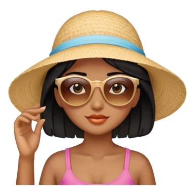 Black hair brown skin girl beach sticker