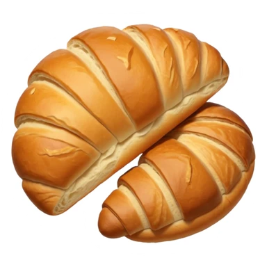 meat.A group of baked goods: a round bread roll beside a small croissant on a warm golden background. sticker