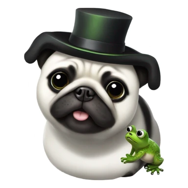 Panda pug wearing a frog hat sticker