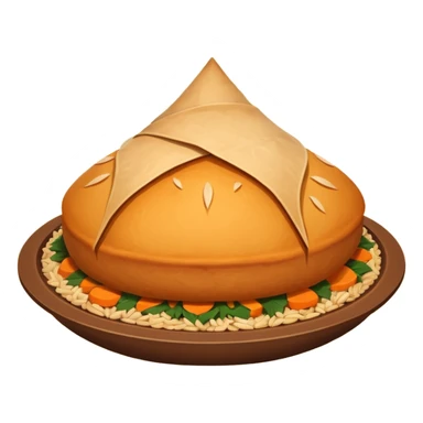 Uzbek cuisine humanless avatar in bright illustration. Classic dishes like plov and samsa, warm golden and earthy tones, simple shapes, flat design, high contrast, friendly and appetizing. sticker