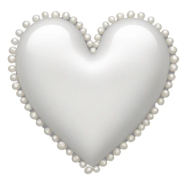 white heart with white pearls outlining the heart sticker