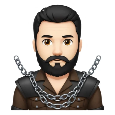 A large, bearded college professor with black hair in bondage gear sticker