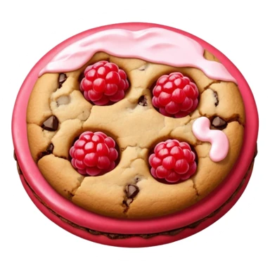 Cookie with red surface and berries sticker