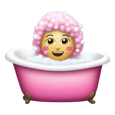 Pink glitter bathtub with bubbles  sticker