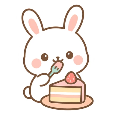 cute rabbit eating cake, kawaii style sticker