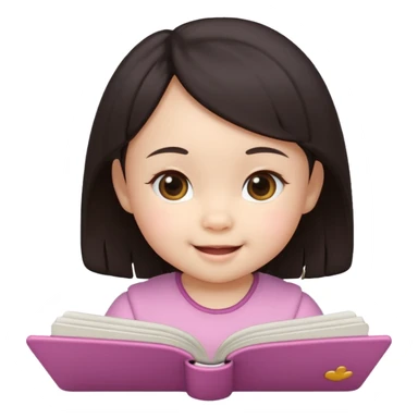 3D 风格的 notebook icon，有 baby girl，中国孩子 sticker