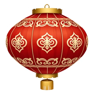 red beige ornamented chinese lantern sticker
