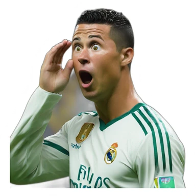 Ronaldo shocked with is two hand on his face 3 Times sticker