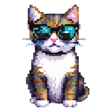 playful cat wearing sunglasses sticker