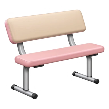 Beige gym bench with pastel pink padding, soft pastel background sticker
